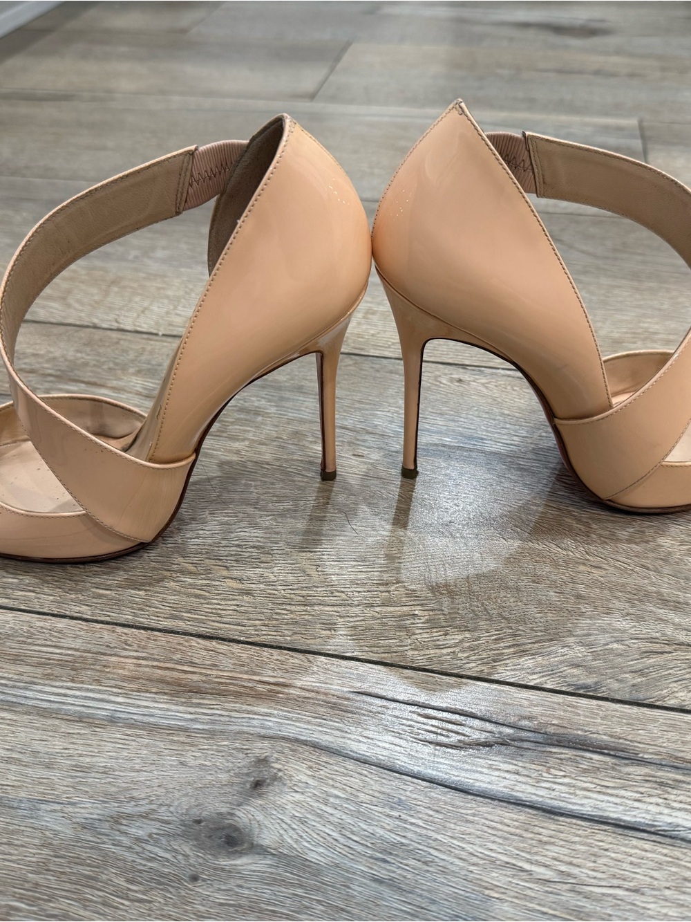 Christian Louboutin Patent Leather Nude Pointy Toe Heels